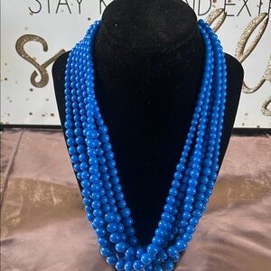 Royal  Blue Beaded Multi Strand Necklace #46002 GRN MSH